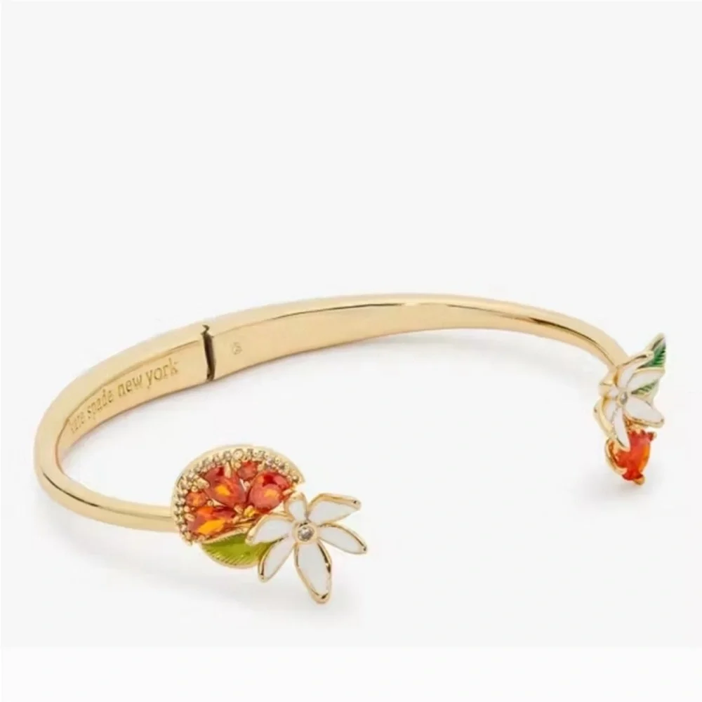 ✨️🍊 Kate Spade Sweet Citrus Hinge Cuff bracelet ➕️ Earring Bundle ✨️🍊 - Picture 5 of 10
